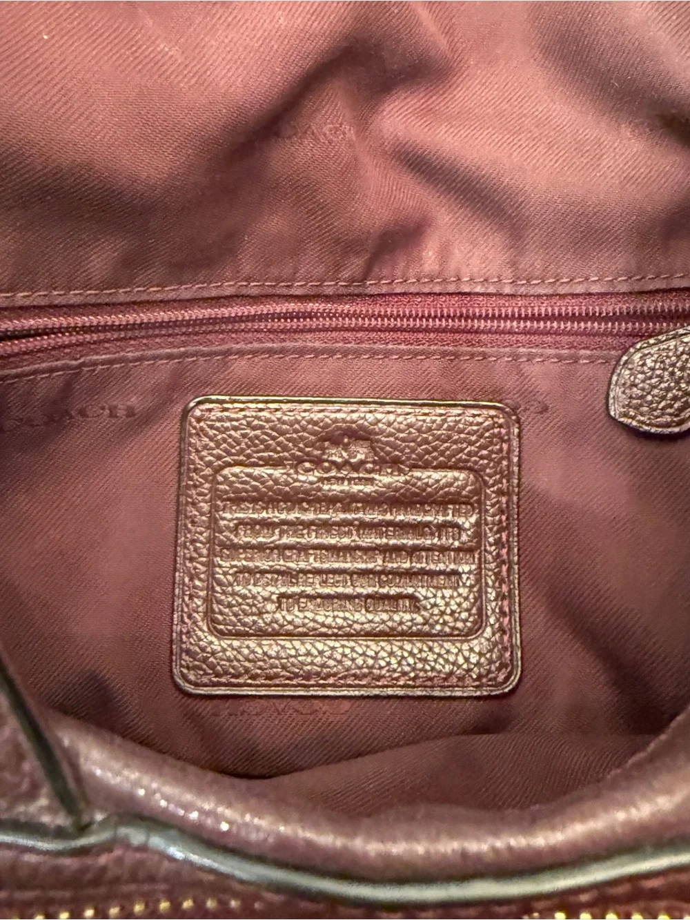Coach Pebbled Leather Shoulder Bag in Deep Plum